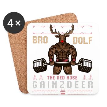 Christmas Gym, Christmas Gym happy Liftmas, - Coasters (set of 4) - white - Front