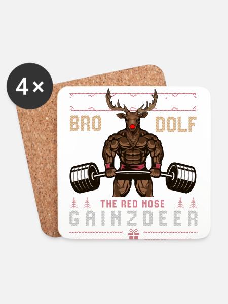 Christmas Gym, Christmas Gym happy Liftmas, - Onderzetters (4 stuks) - wit