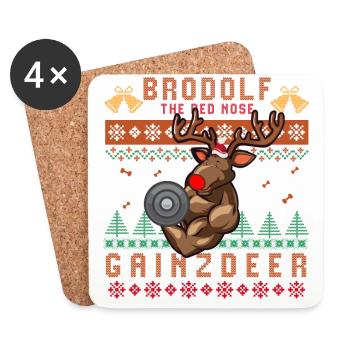 Christmas Gym, Christmas Gym ugly gym, Gainzdeer - Coasters (set of 4) - white - Front