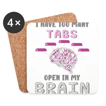 adhd, adhd open, coffee, - Coasters (set of 4) - white - Front