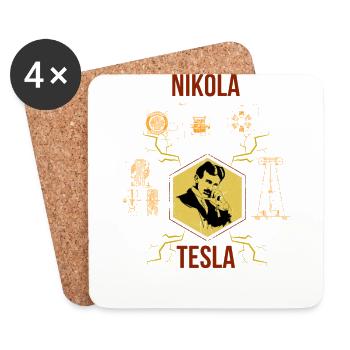 Tesla Nikola, Tesla Nikola Energie, brevet, - Dessous de verre (lot de 4) - blanc - Devant