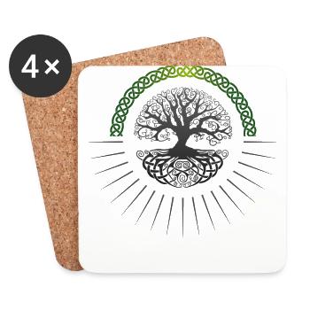 Arbre de vie, arbre de vie, arbre, arbre de vie, - Dessous de verre (lot de 4) - blanc - Devant