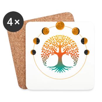 Tree of Life, Moon Phases Tree of Life, Eternal Life, - Coasters (set of 4) - white - Front