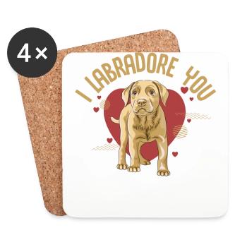 Labrador, chien labrador, labrador retriever, - Dessous de verre (lot de 4) - blanc - Devant