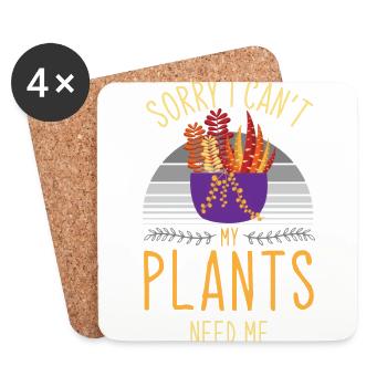 Plante, plante plantes, eféutute, - Dessous de verre (lot de 4) - blanc - Devant