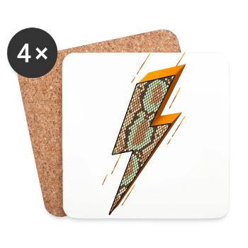 Lightning, Lightning Bolt, Thunderstorm, - Coasters (set of 4) - white - Front