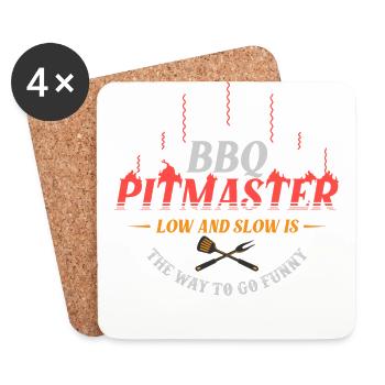 Barbecue, Barbecue texas, Chef de Barbecue, - Dessous de verre (lot de 4) - blanc - Devant