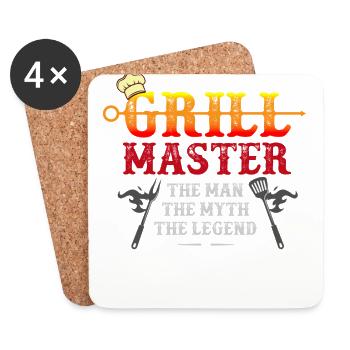 Barbecue, Grill Grill Saison, texas brick state, - Dessous de verre (lot de 4) - blanc - Devant