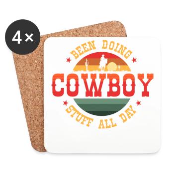 Cow-boy, Cowboy Stuff, Western, - Dessous de verre (lot de 4) - blanc - Devant