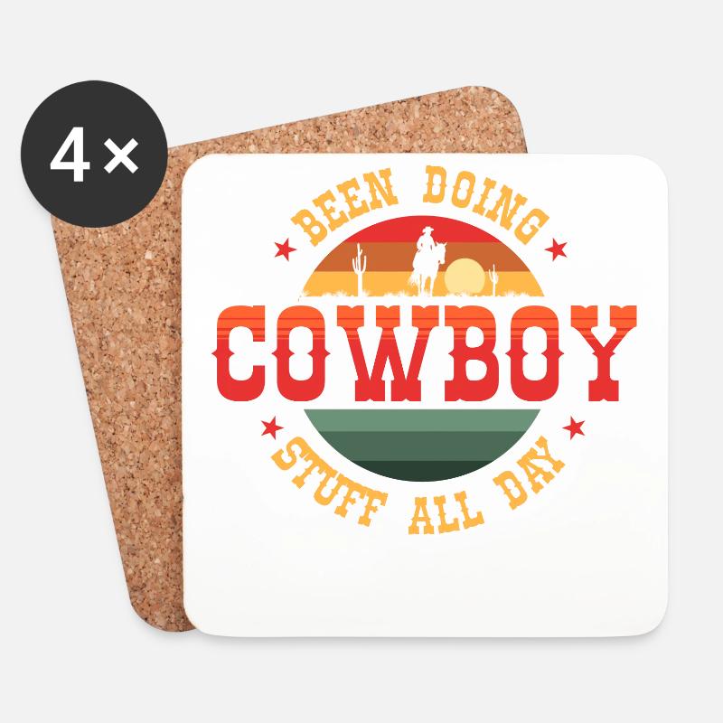 Cowboy, Cowboy Cowboy Stuff, Western, - Untersetzer (4er-Set) - Weiß