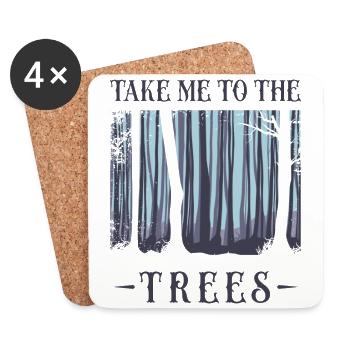 Tree, Tree Forest, Nature, - Coasters (set of 4) - white - Front