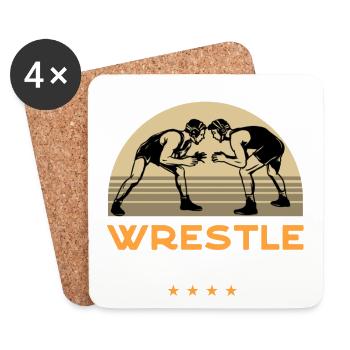 Wrestling, Wrestling Greek Roman Style, Wrestler, - Coasters (set of 4) - white - Front