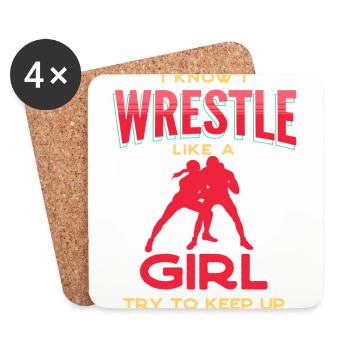 Wrestling, Wrestling Freestyle Wrestling, Wrestler, - Coasters (set of 4) - white - Front