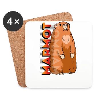 marmot, marmot groundhog, squirrel, - Coasters (set of 4) - white - Front