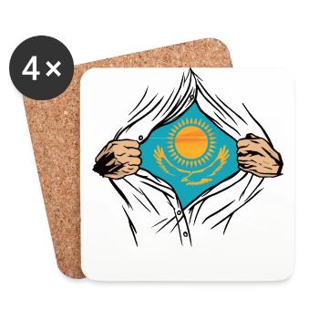 Kazakhstan flag for Kazakh - Coasters (set of 4) - white - Front