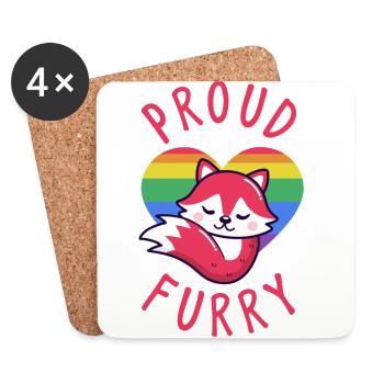 Furry, Furry furry fandom, cat, - Coasters (set of 4) - white - Front