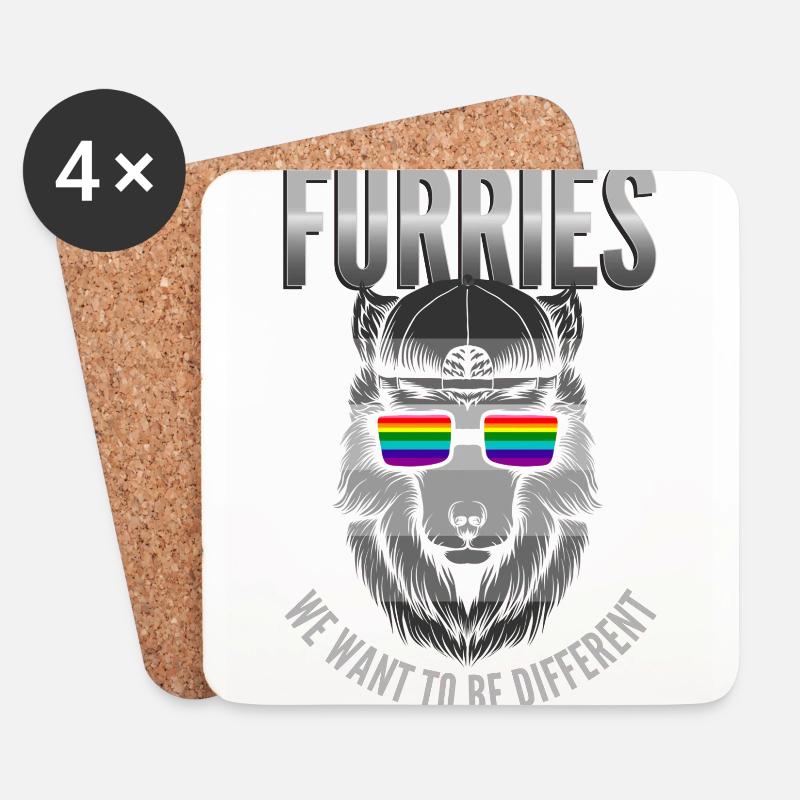 Furry, Furry Kongresse, Wolf, - Untersetzer (4er-Set) - Weiß