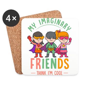 imaginary friend, imaginary friend - Coasters (set of 4) - white - Front