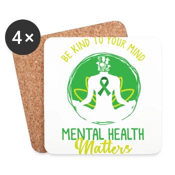 Mental Health, Mental Health Green - Coasters (set of 4) - white - Front
