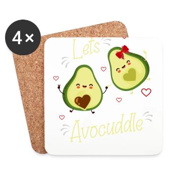 avocado, avocado food, vegan food, - Coasters (set of 4) - white - Front
