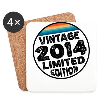 Vintage 2014 Cadeau d’anniversaire Fête des enfants - Dessous de verre (lot de 4) - blanc - Devant