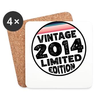 Vintage 2014 Cadeau d’anniversaire Fête des enfants - Dessous de verre (lot de 4) - blanc - Devant