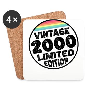 Vintage 2000 Geburtstag Geschenk Geburtstagsparty - Untersetzer (4er-Set) - Weiß - Vorne
