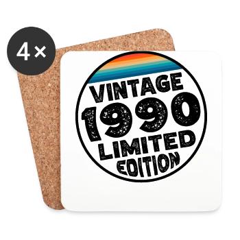 Vintage 1990's Birthday Gift Birthday Party - Coasters (set of 4) - white - Front