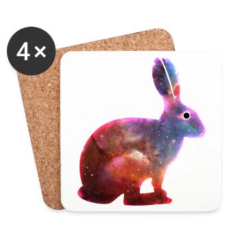 Lapin cosmique et œil de singularité - Dessous de verre (lot de 4) - blanc - Devant
