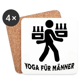 Yoga Für Männer Lustiges Motiv Bier Mann T-Shirt - Untersetzer (4er-Set) - Weiß - Vorne