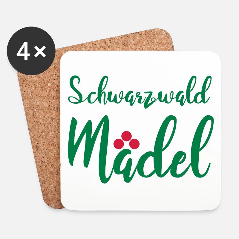 Schwarzwaldmädel - Untersetzer (4er-Set) - Weiß