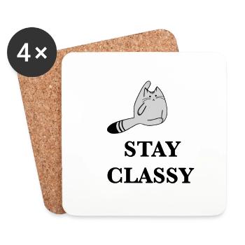 stay classy Katze Geschenkidee Geschenk - Untersetzer (4er-Set) - Weiß - Vorne