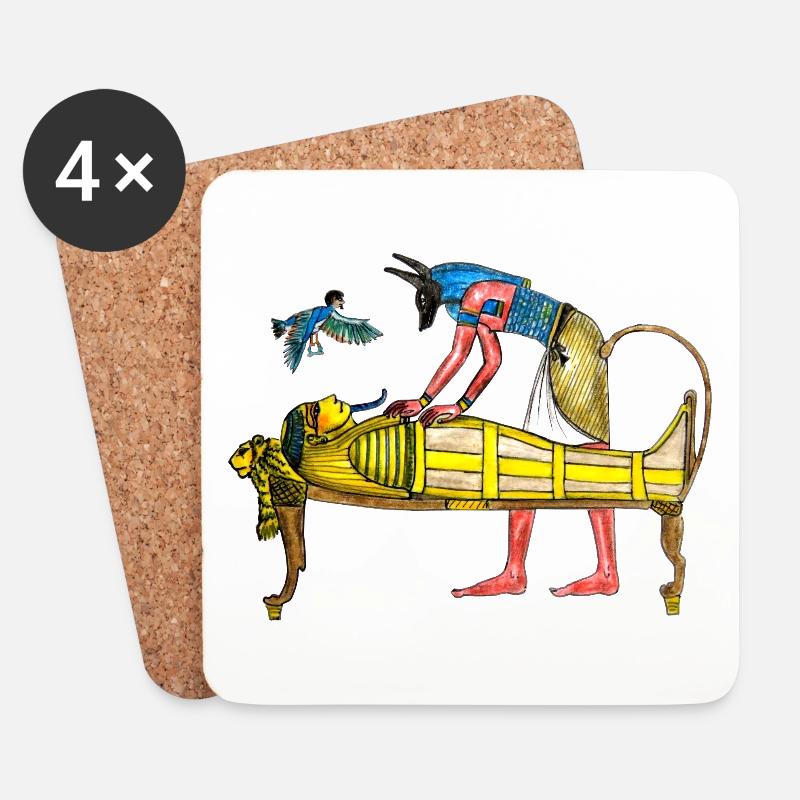 Pharaoh as a mummy with Anubis - Coasters (set of 4) - white
