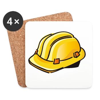 gelber Bauhelm | hard hat - Untersetzer (4er-Set) - Weiß - Vorne