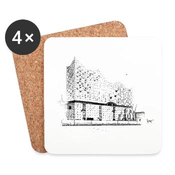 Bronko55 No.05 – Elbphilharmonie Hambourg - Dessous de verre (lot de 4) - blanc - Devant