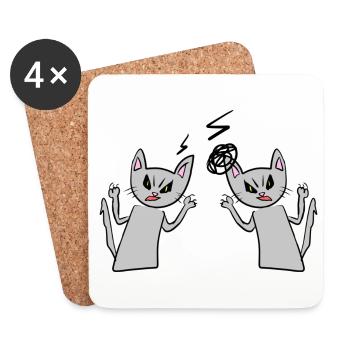 Katzen streit wut wütend katze - Untersetzer (4er-Set) - Weiß - Vorne