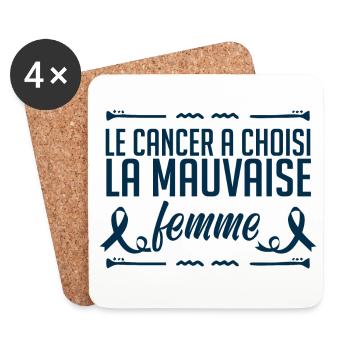 Le Cancer A Choisi La Mauvaise Femme, Octobre Rose - Dessous de verre (lot de 4) - blanc - Devant
