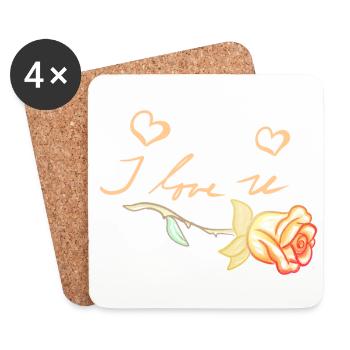 ich liebe dich goldene rose blume - Untersetzer (4er-Set) - Weiß - Vorne