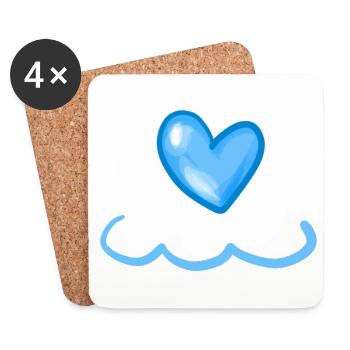 Coeur Bleu Symbole Forme Amour - Dessous de verre (lot de 4) - blanc - Devant