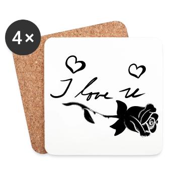 ich liebe dich rose blume - Untersetzer (4er-Set) - Weiß - Vorne