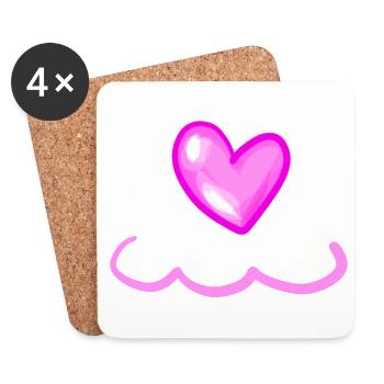 Coeur Rose Symbole Forme Amour - Dessous de verre (lot de 4) - blanc - Devant