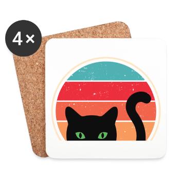 Lustige Katze Blick - Untersetzer (4er-Set) - Weiß - Vorne