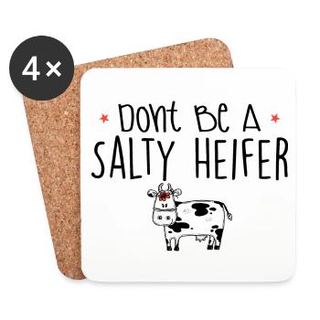 Dont Be A Salty Heifer Tree Animals Cute Mouth Lip - Coasters (set of 4) - white - Front