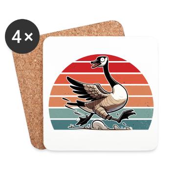 Crazy Canadian Goose Geese Canada - Coasters (set of 4) - white - Front