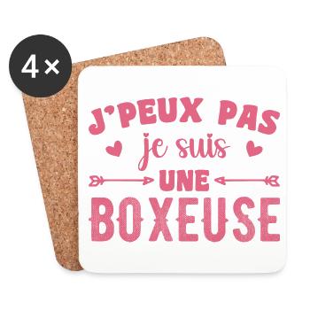 Je Peux Pas Je Suis Une Boxeuse - Dessous de verre (lot de 4) - blanc - Devant