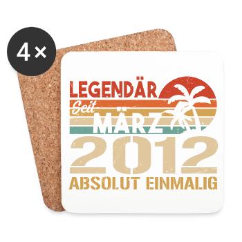 Légendaire depuis mars 2012 - absolument unique - Dessous de verre (lot de 4) - blanc - Devant