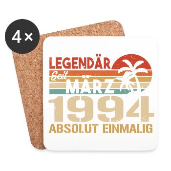 Legendary since March 1994 - absolutely unique - Coasters (set of 4) - white - Front