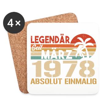 Légendaire depuis mars 1978 - absolument unique - Dessous de verre (lot de 4) - blanc - Devant