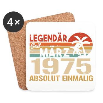 Légendaire depuis mars 1975 - absolument unique - Dessous de verre (lot de 4) - blanc - Devant