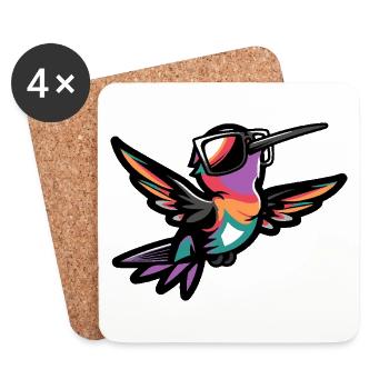 Kolibri Vogel Cool Comic - Untersetzer (4er-Set) - Weiß - Vorne